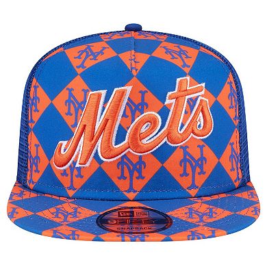 Men's New Era Royal New York Mets Seeing Diamonds A-Frame Trucker 9FIFTY Snapback Hat