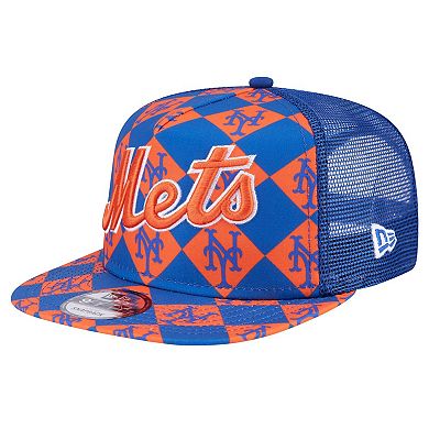 Men's New Era Royal New York Mets Seeing Diamonds A-Frame Trucker 9FIFTY Snapback Hat