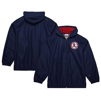 Men's Mitchell & Ness Navy St. Louis Cardinals Cooperstown Collection Vintage Logo Full-Zip Hoodie Windbreaker Jacket