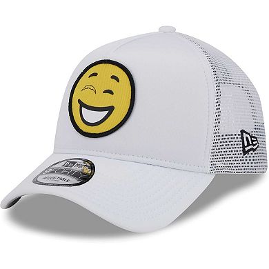 Men's New Era White Los Angeles Chargers Happy A-Frame Trucker 9FORTY Snapback Hat