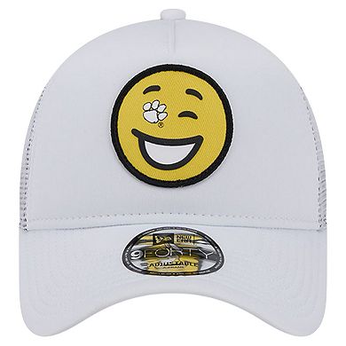 Men's New Era White Clemson Tigers Wink Foam Trucker Adjustable Hat