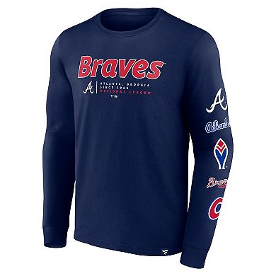 Men's Fanatics Branded Navy Atlanta Braves Strike the Goal Long Sleeve T-Shirt