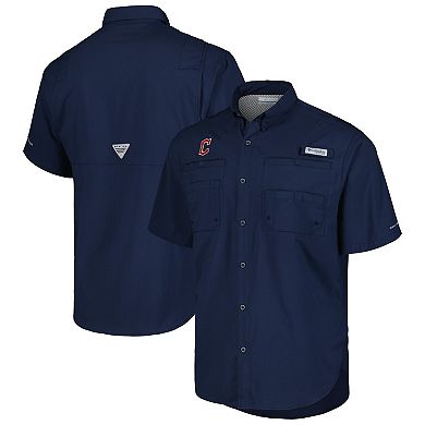 Men's Columbia Navy Cleveland Guardians Tamiami Omni-Shade Button-Down Shirt