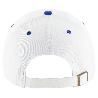Men's '47 White/Royal Buffalo Bills Double Header Diamond Legacy Clean Up Adjustable Hat