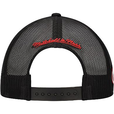 Men's Mitchell & Ness Black Detroit Red Wings Script Side Patch Trucker Adjustable Hat