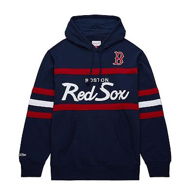 Men's Mitchell & Ness Navy Boston Red Sox Head Coach Pullover Hoodie