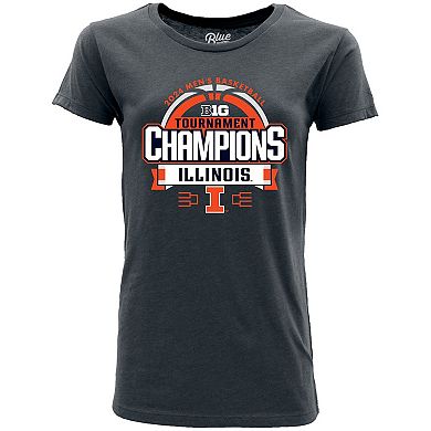 Women's Blue 84  Navy Illinois Fighting Illini 2024 Big 10 Men's Basketball Conference Tournament Champions Locker Room T-Shirt