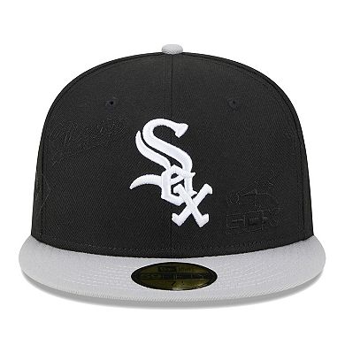 Men's New Era Black/Gray Chicago White Sox Multi Logo 59FIFTY Fitted Hat