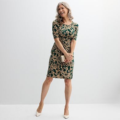 Women's Connected Apparel Printed Elbow Sleeve Dress