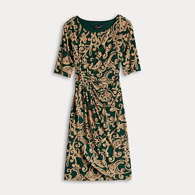 Women's Connected Apparel Printed Elbow Sleeve Dress