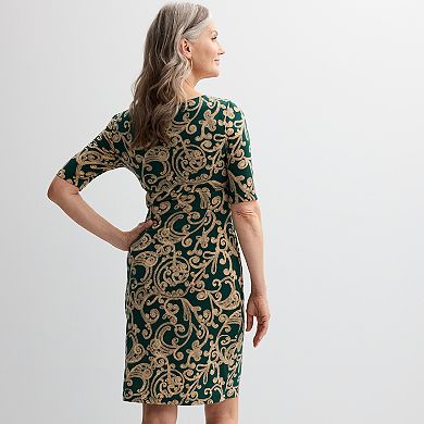 Women's Connected Apparel Printed Elbow Sleeve Dress