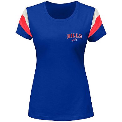 Women's Fanatics Branded Josh Allen Royal Buffalo Bills Plus Size Sleeve Stripe Name & Number T-Shirt