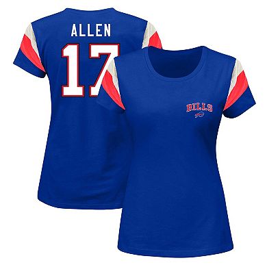 Women's Fanatics Branded Josh Allen Royal Buffalo Bills Plus Size Sleeve Stripe Name & Number T-Shirt