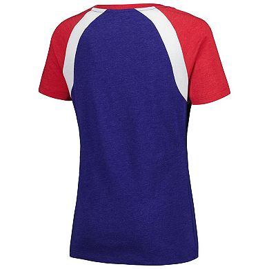 Women's New Era Royal Philadelphia Phillies Heathered Raglan V-Neck T-Shirt