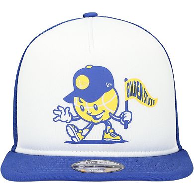 Youth New Era White/Royal Golden State Warriors Court Sport Mascot 9FIFTY Snapback Hat