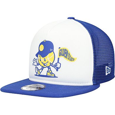 Youth New Era White/Royal Golden State Warriors Court Sport Mascot 9FIFTY Snapback Hat