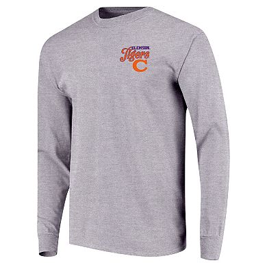 Youth Gray Clemson Tigers Retro Script Long Sleeve T-Shirt