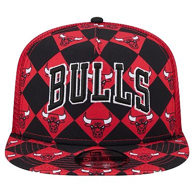 Men's New Era Red Chicago Bulls Seeing Diamonds A-Frame Trucker 9FIFTY Snapback Hat