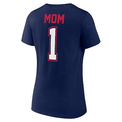 Women's Fanatics Branded Navy Atlanta Braves Plus Size Mother's Day #1 Mom V-Neck T-Shirt