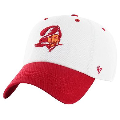 Men's '47 White/Red Tampa Bay Buccaneers Double Header Diamond Legacy Clean Up Adjustable Hat