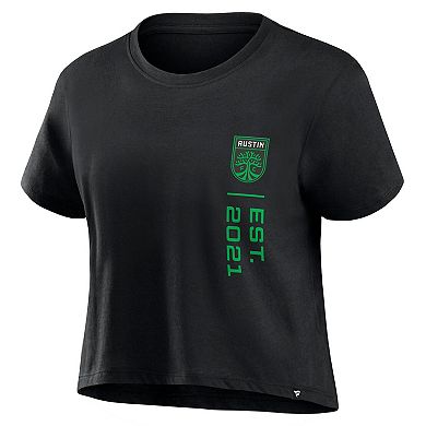 Women's Fanatics Branded Black Austin FC Chip Pass Fashion Cropped T-Shirt