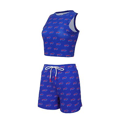 Women's Concepts Sport Buffalo Bills Gauge Allover Print Cropped Tank Top & Shorts Sleep Set