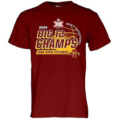 Men's Blue 84 Cardinal Iowa State Cyclones 2024 Big 12 Men's Basketball Conference Tournament Champions Locker Room T-Shirt