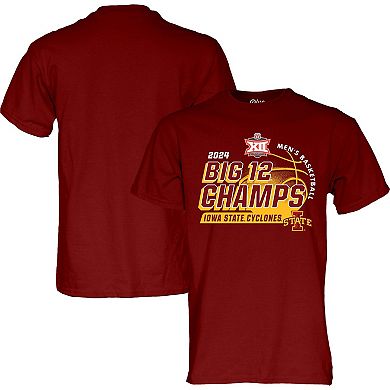 Men's Blue 84 Cardinal Iowa State Cyclones 2024 Big 12 Men's Basketball Conference Tournament Champions Locker Room T-Shirt