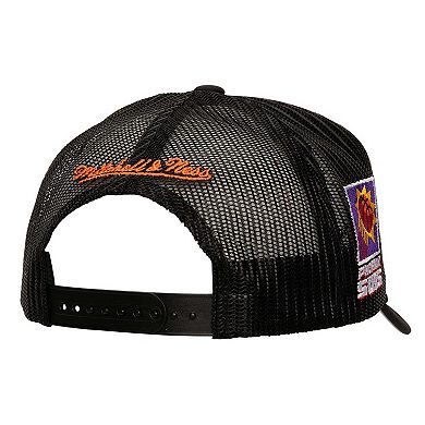 Men's Mitchell & Ness Black Phoenix Suns Script Sidepatch Trucker Adjustable Hat