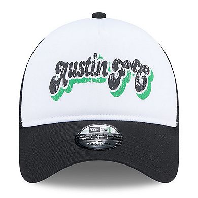 Women's New Era White/Black Austin FC Throwback A-Frame Trucker 9FORTY Snapback Hat