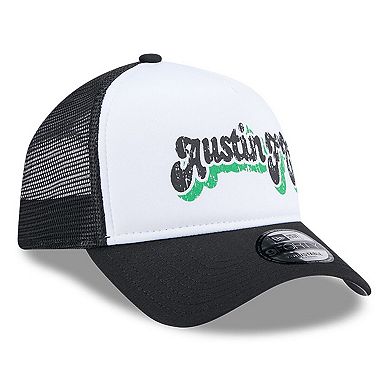 Women's New Era White/Black Austin FC Throwback A-Frame Trucker 9FORTY Snapback Hat