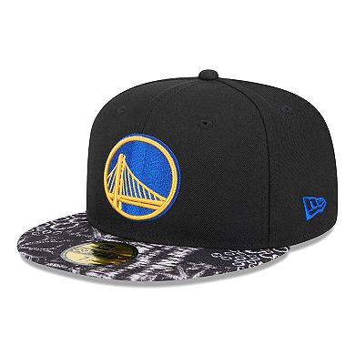 Men's New Era Black Golden State Warriors Coral Reef Visor 59FIFTY Fitted Hat