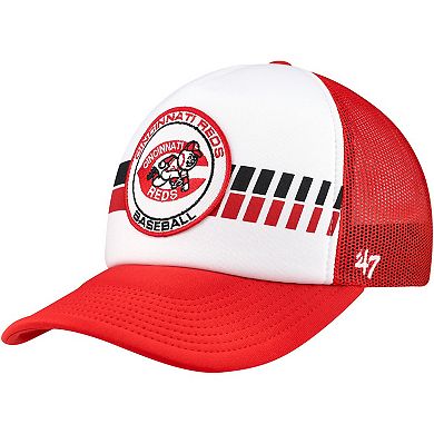 Men's '47 White/Red Cincinnati Reds Cooperstown Collection Wax Pack Express Trucker Adjustable Hat