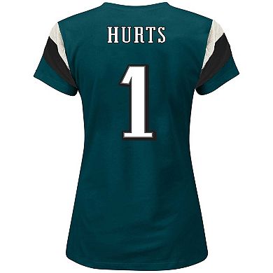Women's Fanatics Branded Jalen Hurts Green Philadelphia Eagles Plus Size Sleeve Stripe Name & Number T-Shirt