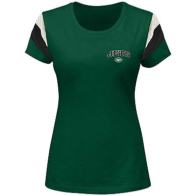 Women's Fanatics Branded Aaron Rodgers Green New York Jets Plus Size Sleeve Stripe Name & Number T-Shirt