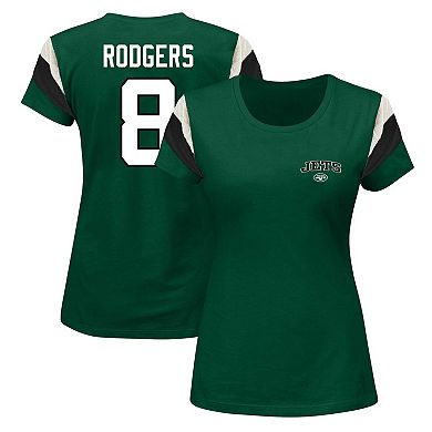 Women's Fanatics Branded Aaron Rodgers Green New York Jets Plus Size Sleeve Stripe Name & Number T-Shirt