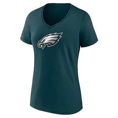 Women's Fanatics Branded Midnight Green Philadelphia Eagles Plus Size Mother's Day #1 Mom V-Neck T-Shirt