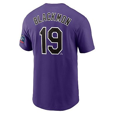 Men's Nike Charlie Blackmon Purple Colorado Rockies 2024 MLB World Tour Mexico City Series Name & Number T-Shirt