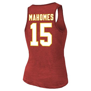 Women's Majestic Threads Patrick Mahomes Red Kansas City Chiefs Name & Number Tri-Blend Tank Top