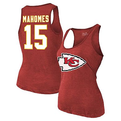 Women's Majestic Threads Patrick Mahomes Red Kansas City Chiefs Name & Number Tri-Blend Tank Top