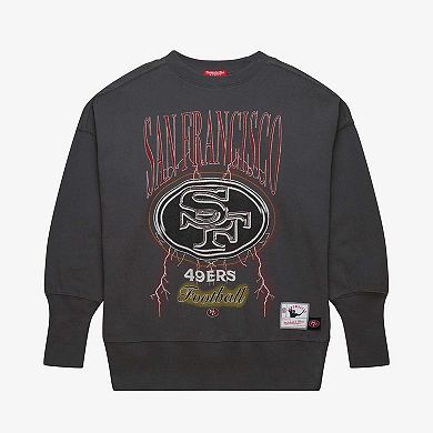 Women's Mitchell & Ness Charcoal San Francisco 49ers Distressed Logo 4.0 Pullover Sweatshirt