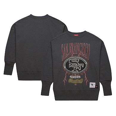 Women's Mitchell & Ness Charcoal San Francisco 49ers Distressed Logo 4.0 Pullover Sweatshirt