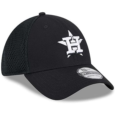Men's New Era Houston Astros Evergreen Black & White Neo 39THIRTY Flex Hat