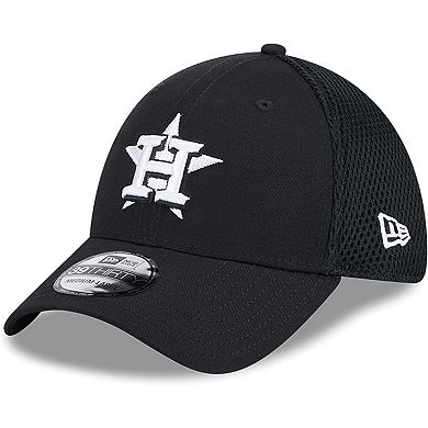 Men's New Era Houston Astros Evergreen Black & White Neo 39THIRTY Flex Hat