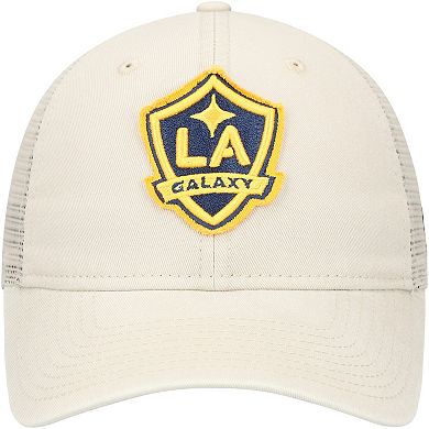 Men's New Era Tan LA Galaxy Game Day 9TWENTY Adjustable Trucker Hat