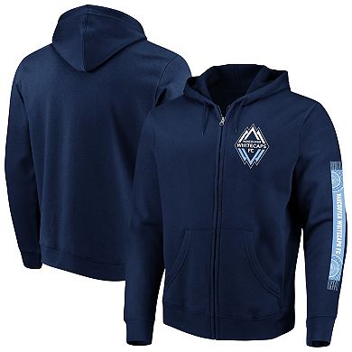 Men's Fanatics Branded Deep Sea Blue Vancouver Whitecaps FC Iconic Scarf Sleeve Full-Zip Hoodie