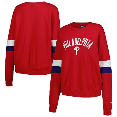 Women's New Era Red Philadelphia Phillies Game Day Crew Pullover Sweatshirt
