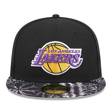 Men's New Era Black Los Angeles Lakers Coral Reef Visor 59FIFTY Fitted Hat
