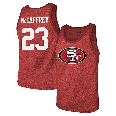 Men's Majestic Threads Christian McCaffrey Scarlet San Francisco 49ers Tri-Blend Player Name & Number Tank Top