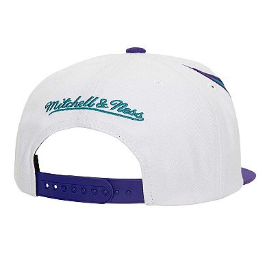 Men's Mitchell & Ness White/Purple Charlotte Hornets Waverunner Snapback Hat
